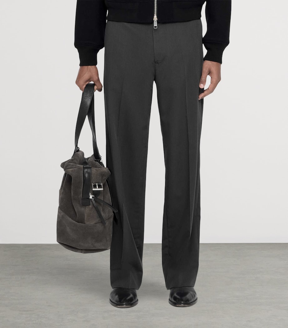 AllSaints Mens Moor Straight Trousers Charcoal Grey Image 3