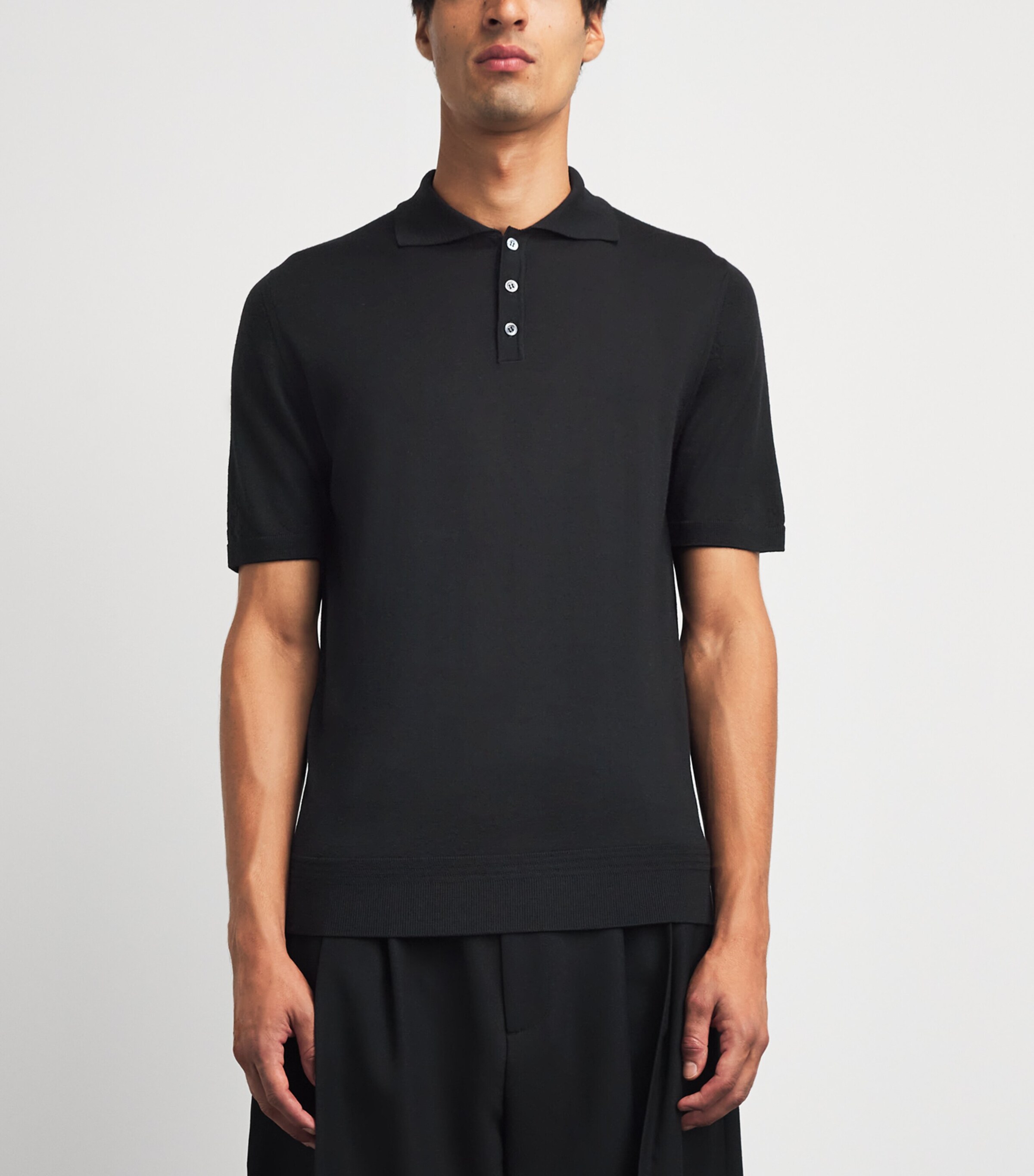 Barena Mens Merino Polo Shirt Nero Image 4