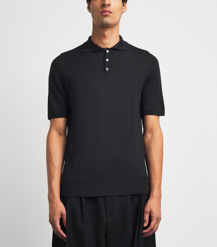 Barena Mens Merino Polo Shirt Nero Image 4