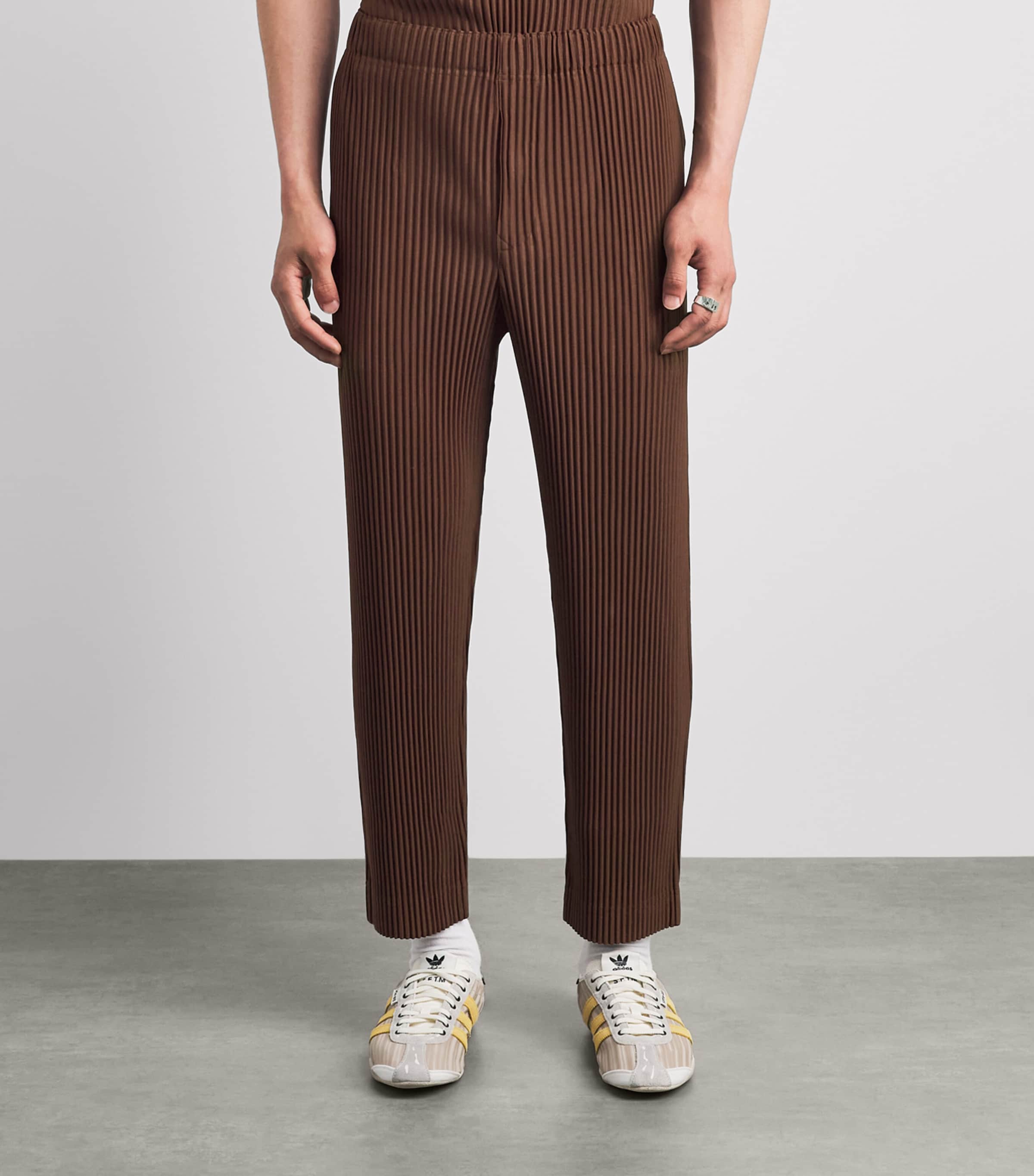 Homme Plissé Issey Miyake Mens Pleated Straight Trousers Anchor Brown Image 4