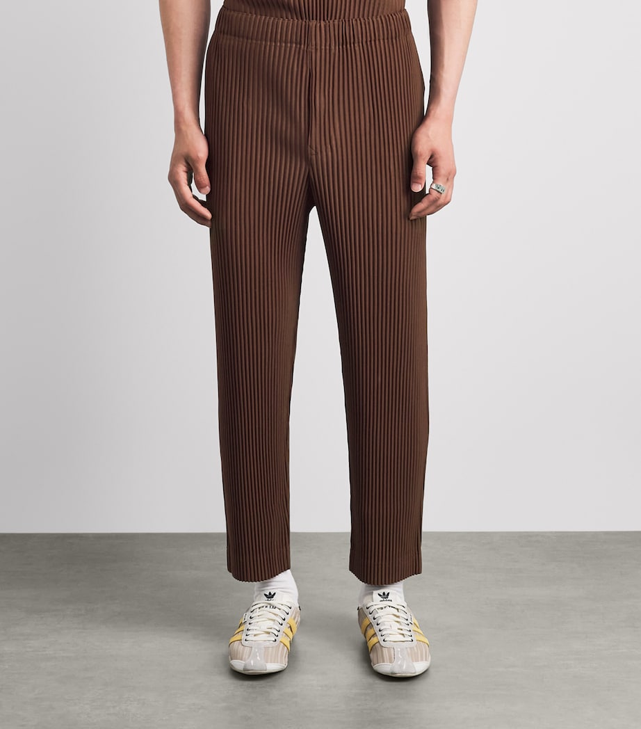 Homme Plissé Issey Miyake Mens Pleated Straight Trousers Anchor Brown Image 4