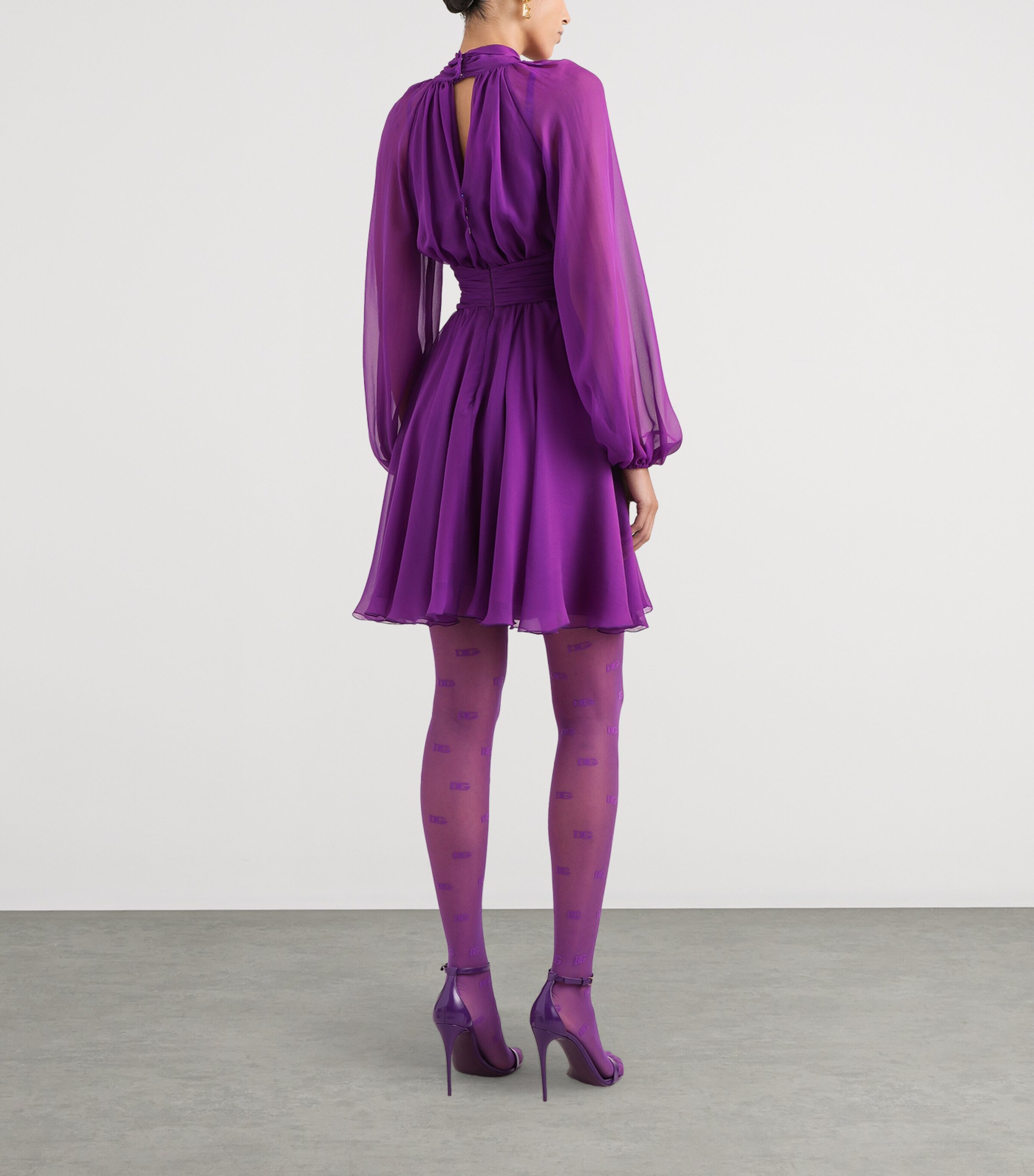 Dolce&Gabbana Womens Chiffon Draped Mini Dress Purple Image 4