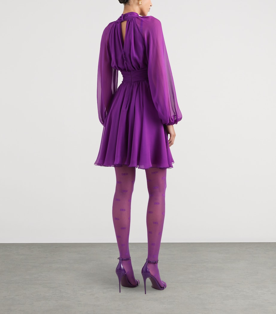 Chiffon Draped Mini Dress F0571-PURPLE Image 4