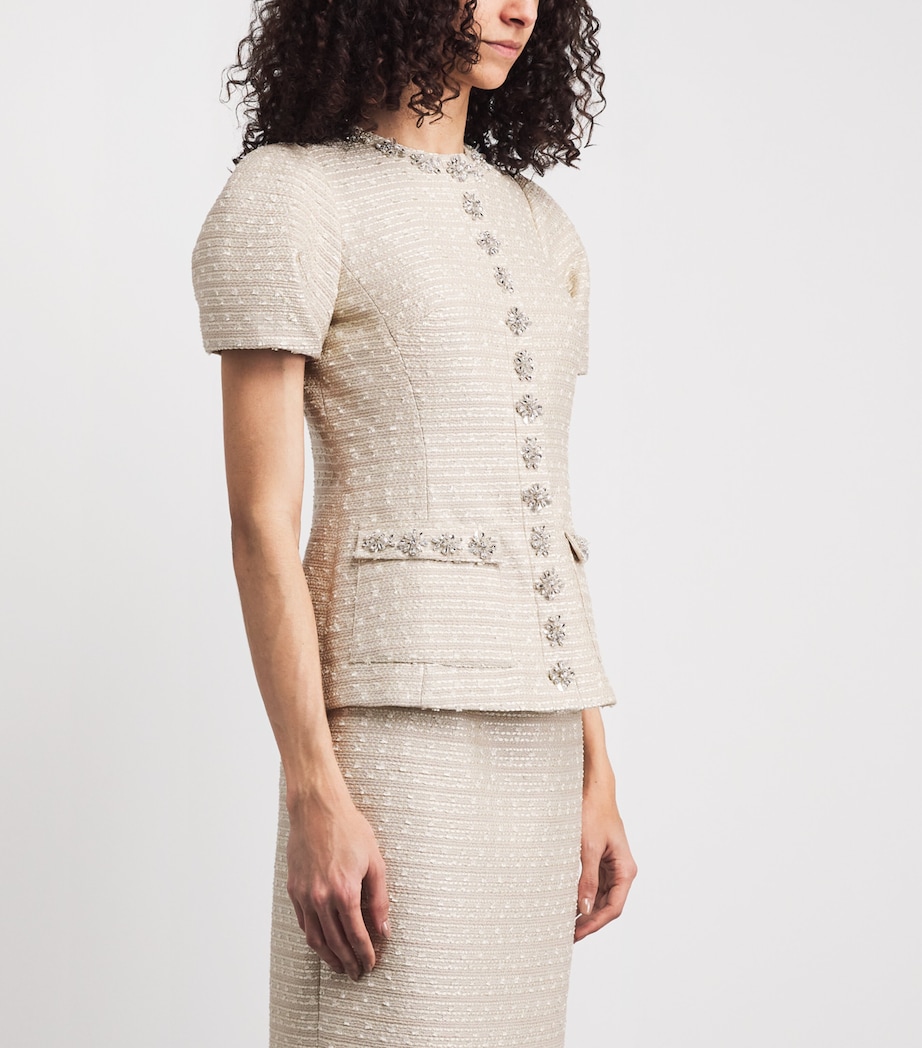 Huishan Zhang Womens Embellished Tweed Olivia Jacket Gold Image 4