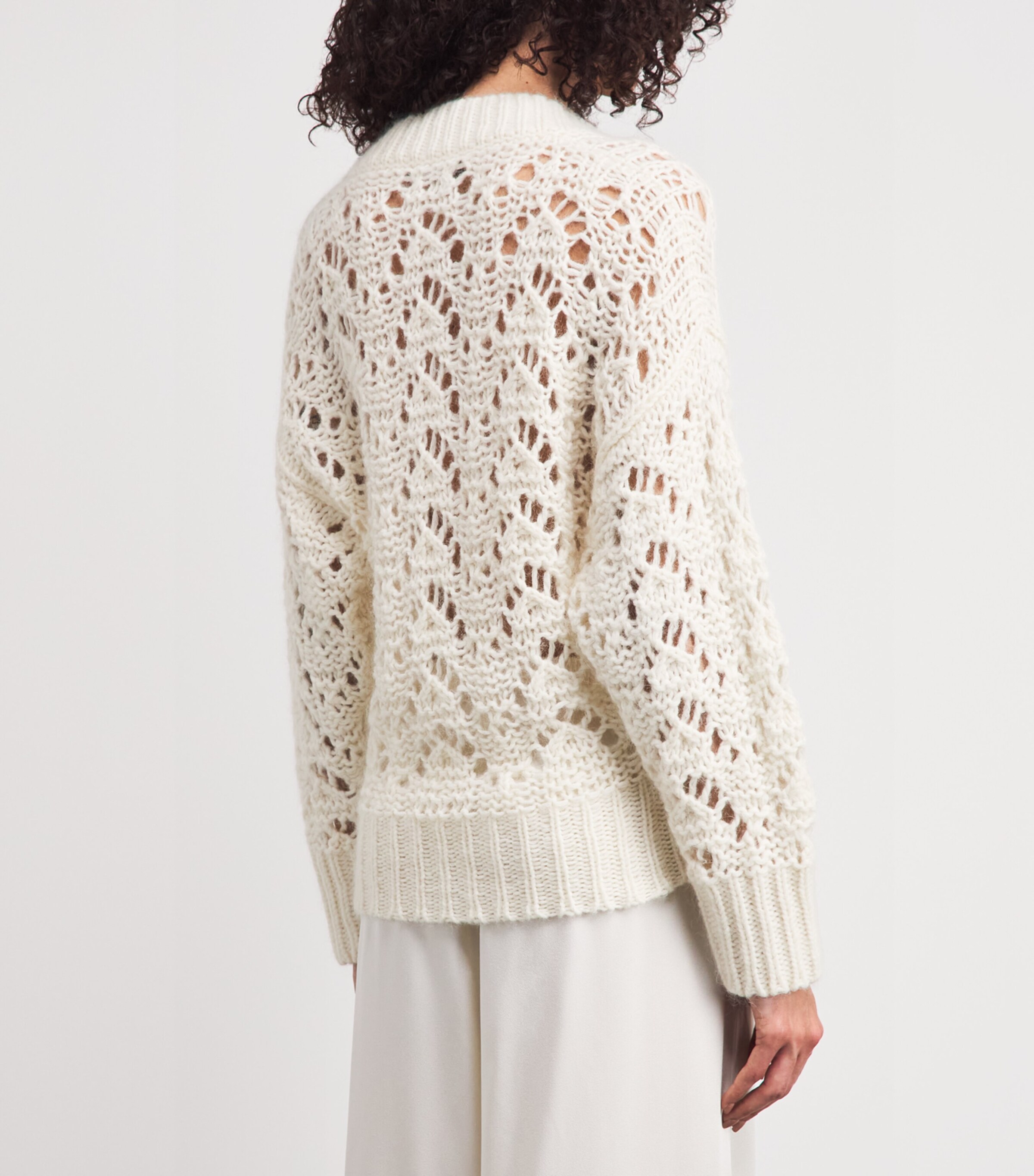 Fabiana Filippi Womens Open-Knit V-Neck Sweater Rafia Image 5