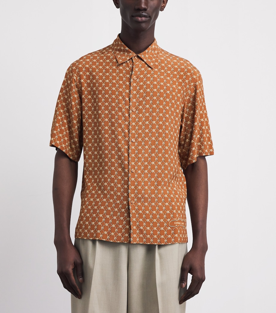 Sandro Paris Mens Link-Print Shirt Camel Image 4