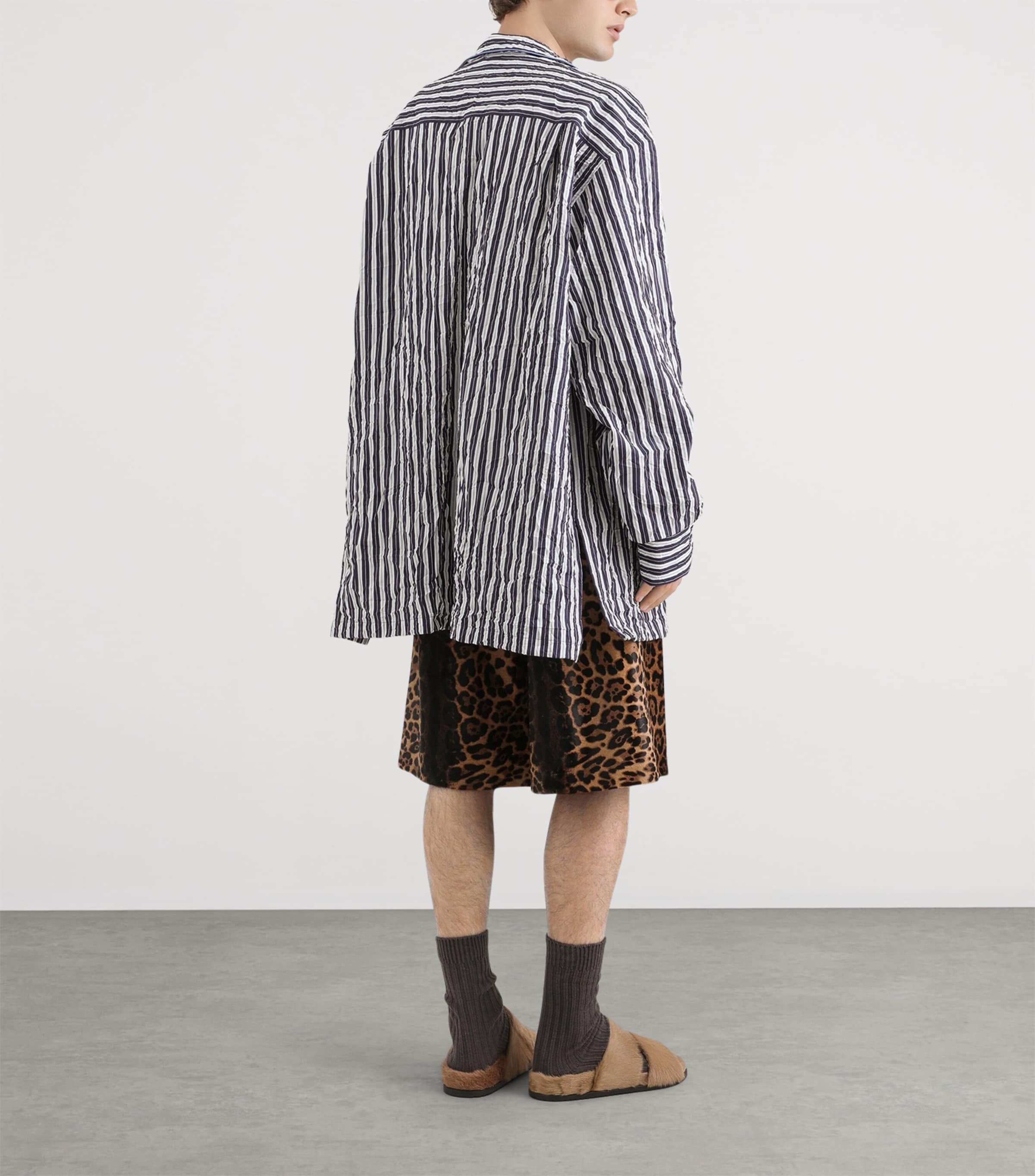 Dolce&Gabbana Mens Crinkled Stripe Oversized Shirt Striped Image 3
