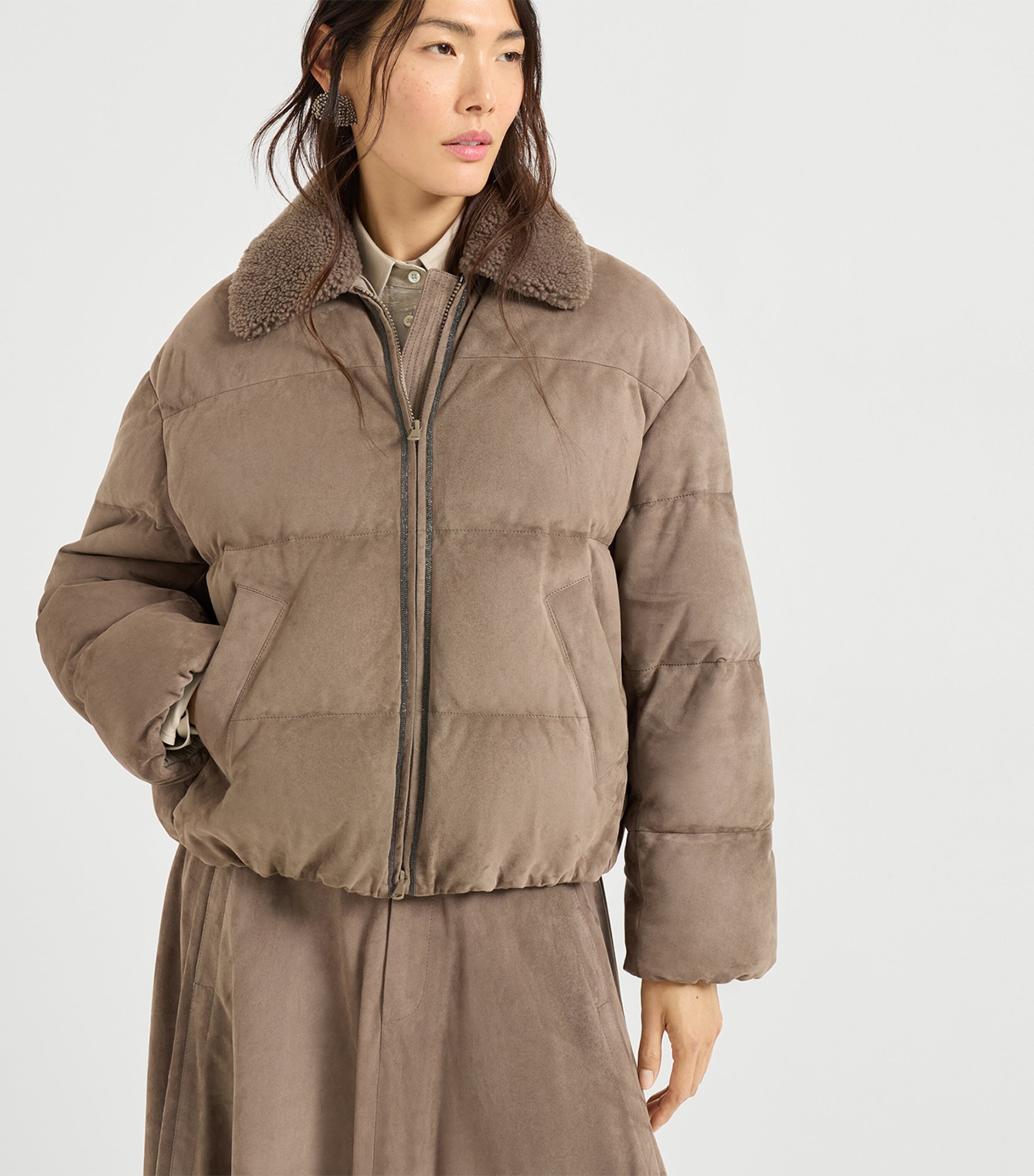 Suede Down Puffer Jacket C1099 Image 2