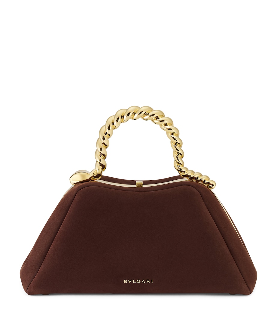 x Geraldine Guyot Small Nubuck Leather Serpentine Top-Handle Bag BROWN Image 1