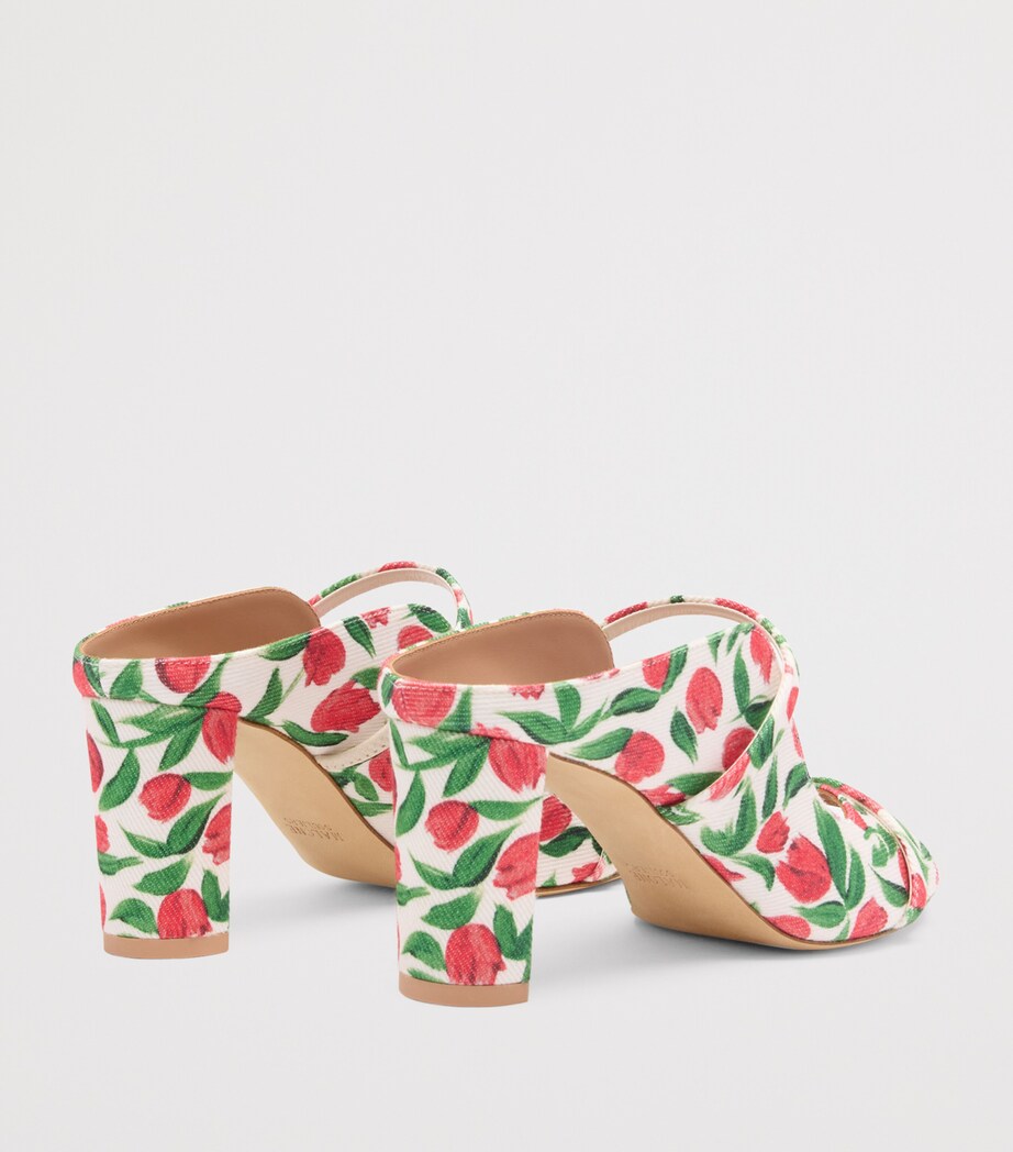 Malone Souliers Canvas Tulip Print Norah Heeled Sandals 70 Red Image 4