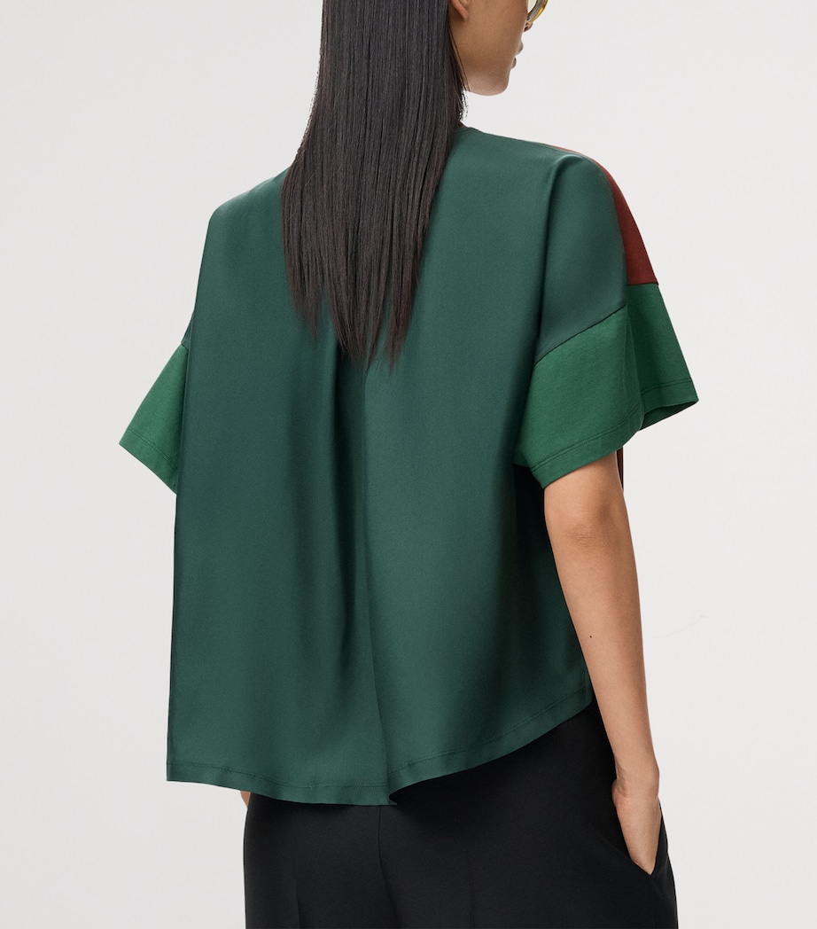 Cotton-Silk Box-Fit T-Shirt BROWN/DARK GREEN Image 4