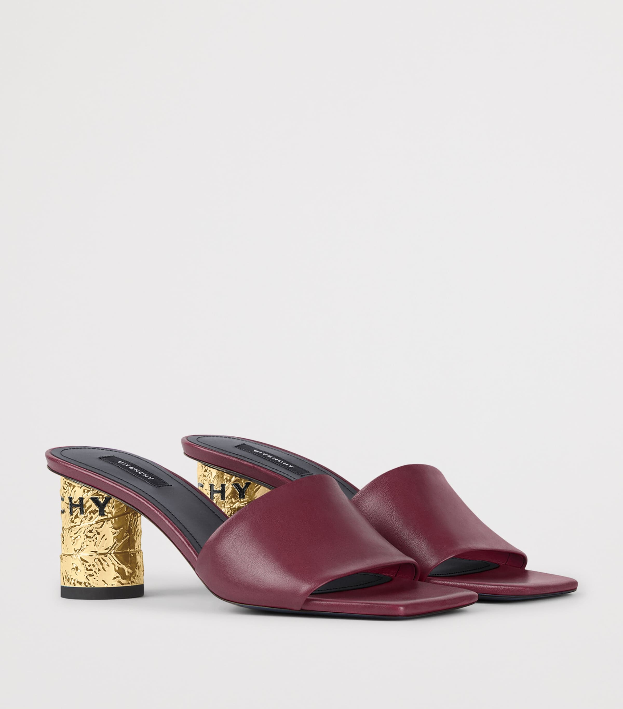 Leather Heeled Mules 65 BURGUNDY Image 2