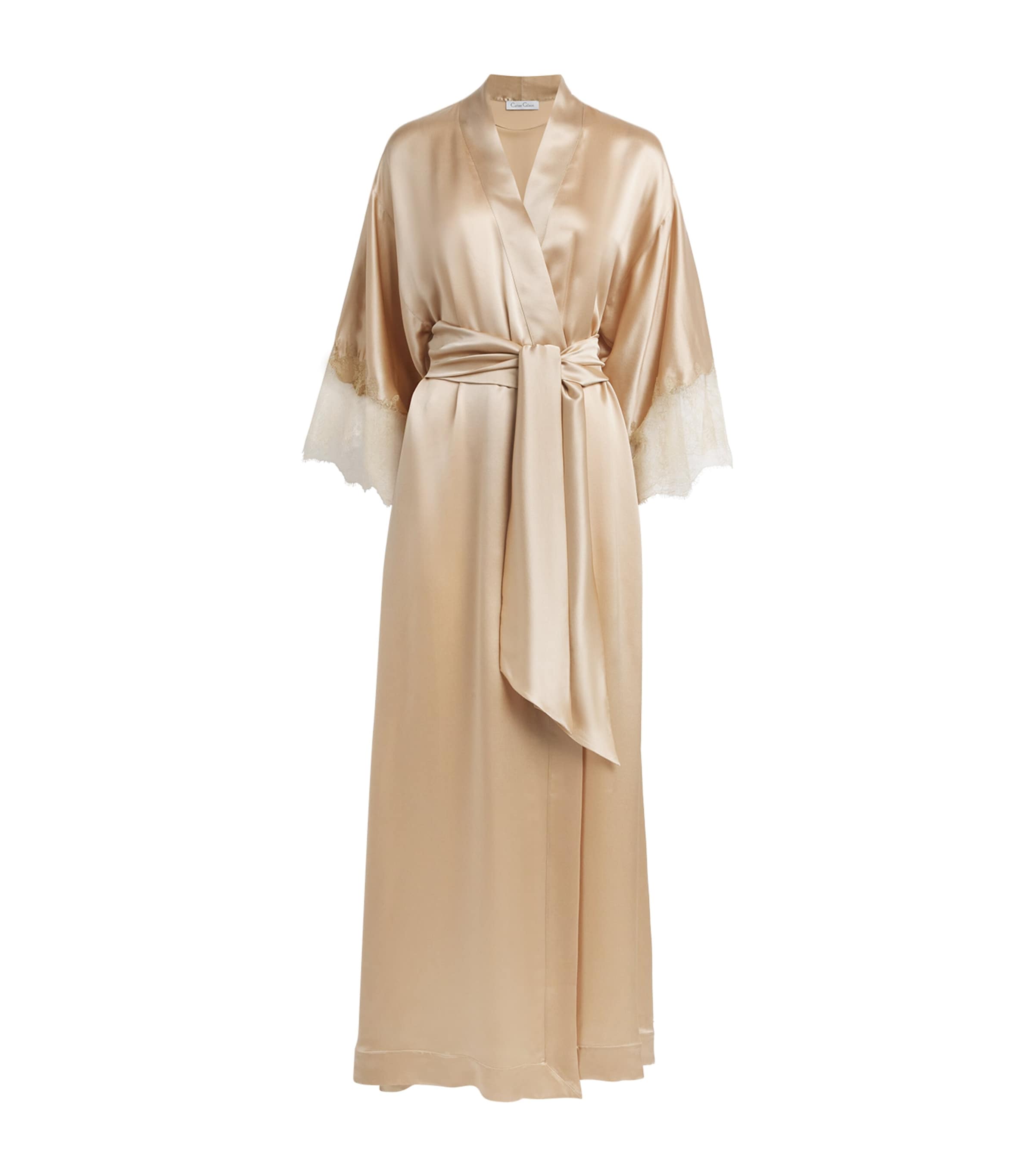 Carine Gilson Womens Silk Lace-Trim Louise Kimono Moka / Moka Image 1