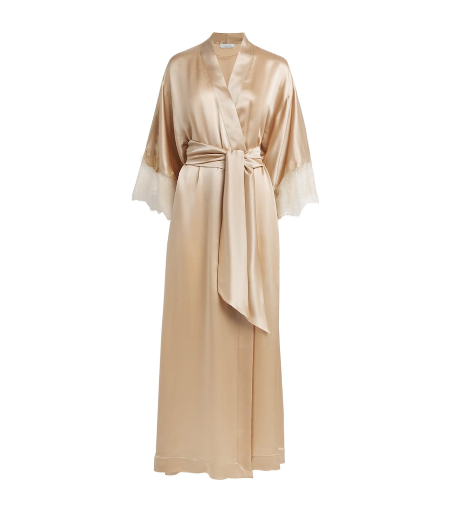 Carine Gilson Womens Silk Lace-Trim Louise Kimono Moka / Moka Image 1