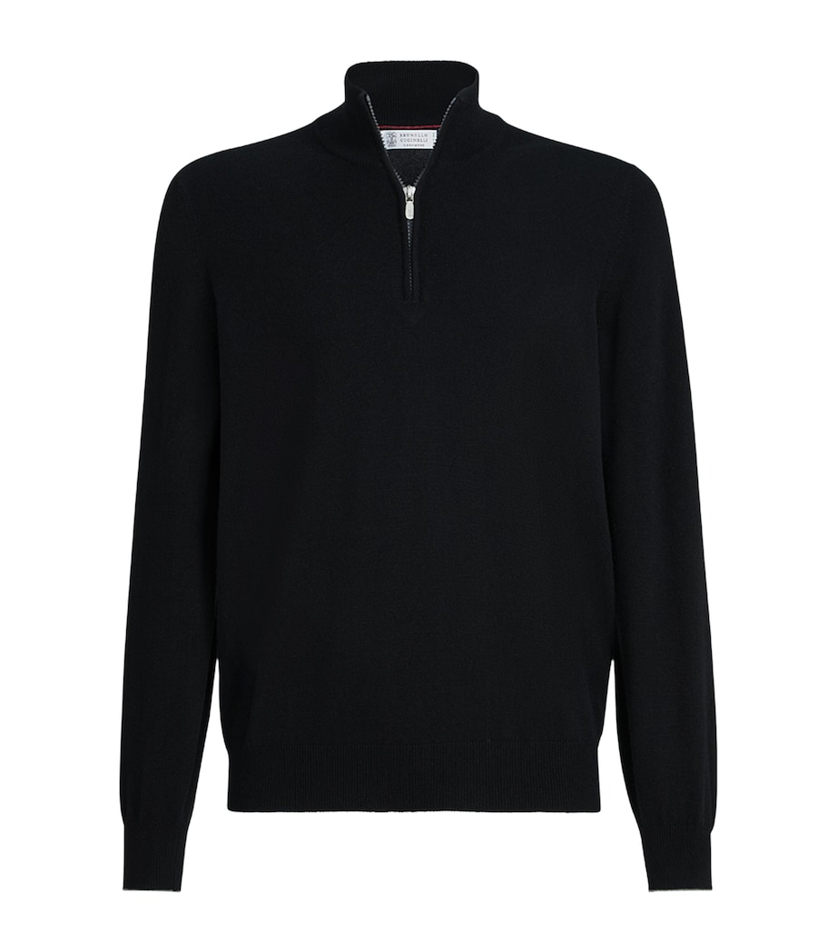 Brunello Cucinelli Mens Cashmere Quarter-Zip Sweater Image 1