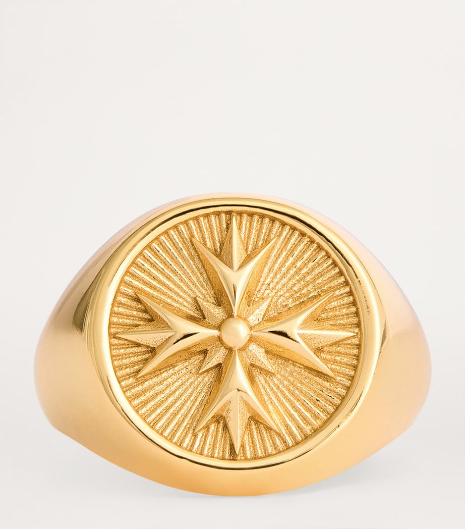 Gold-Plated Crest Signet Ring GOLD Image 5