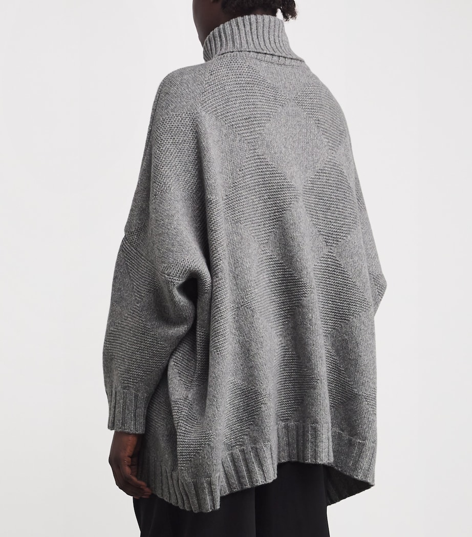 Cashmere Diamond-Jacquard Wide Sweater STONEGREY Image 4