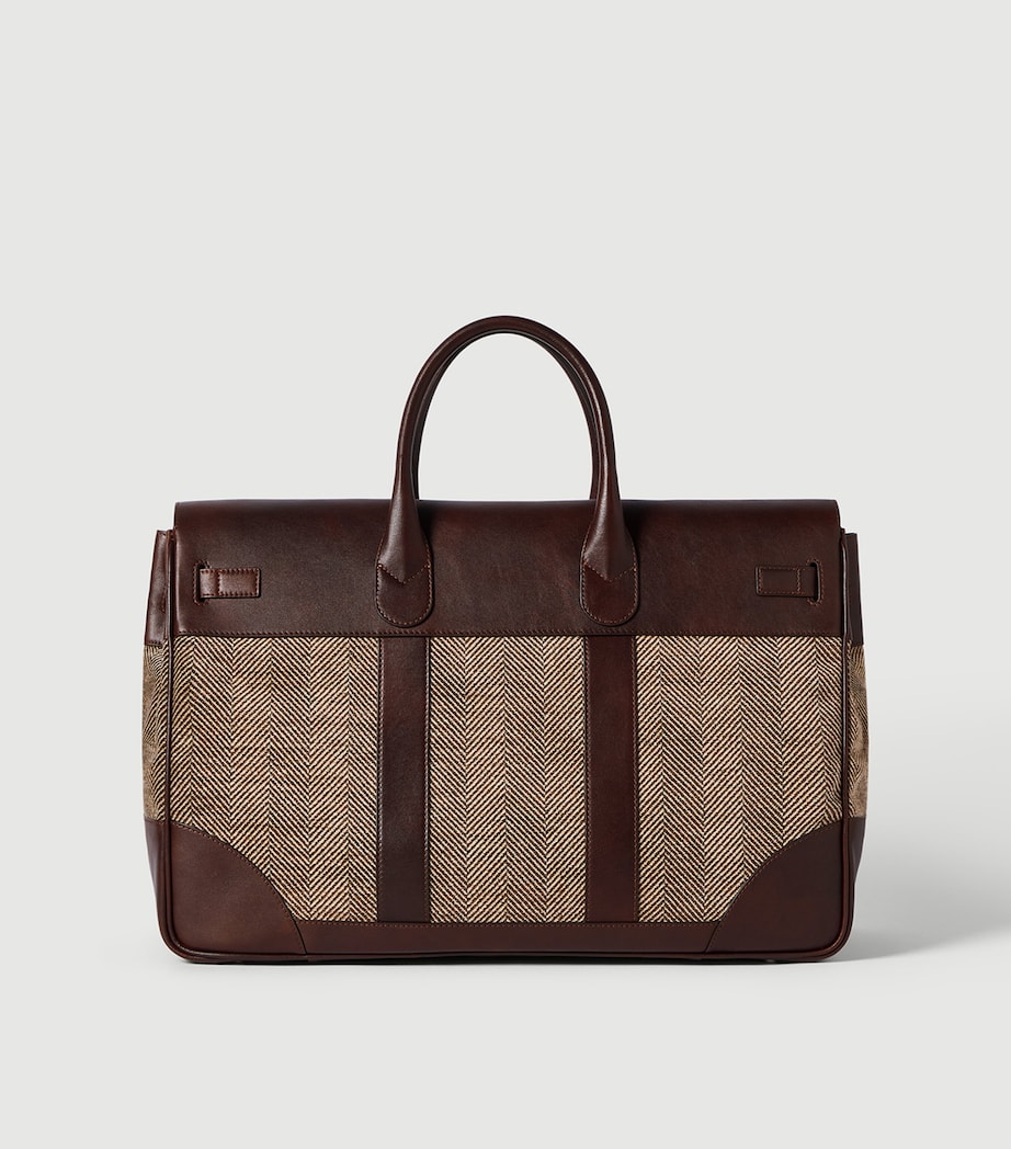 Brunello Cucinelli Leather-Trim Chevron Holdall Image 4