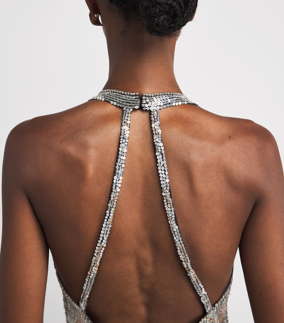 Jenny Packham Womens Embellished Wild Rose Gown Cacao Image 5