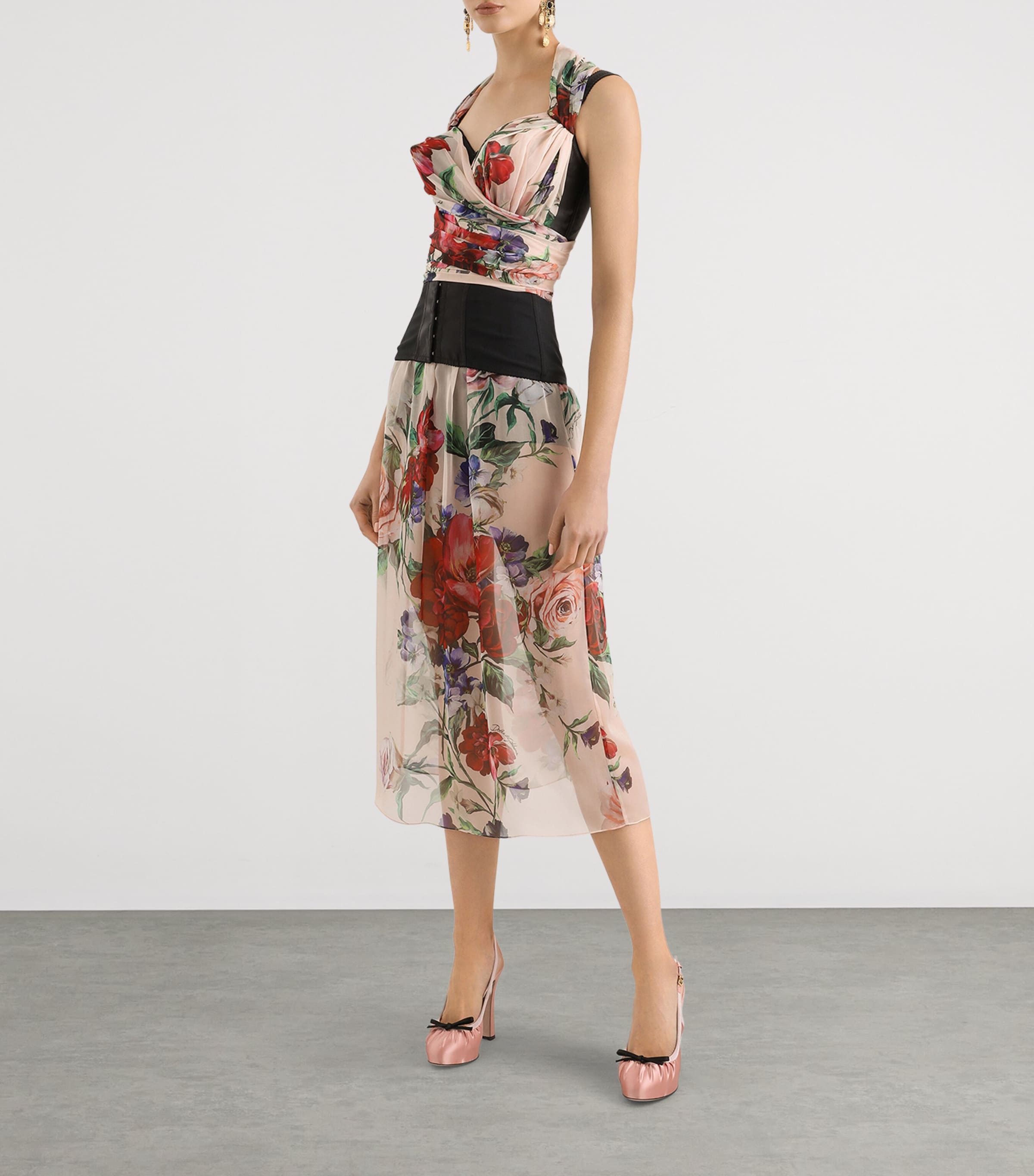 Dolce & Gabbana Silk Floral Midi Skirt | Harrods US