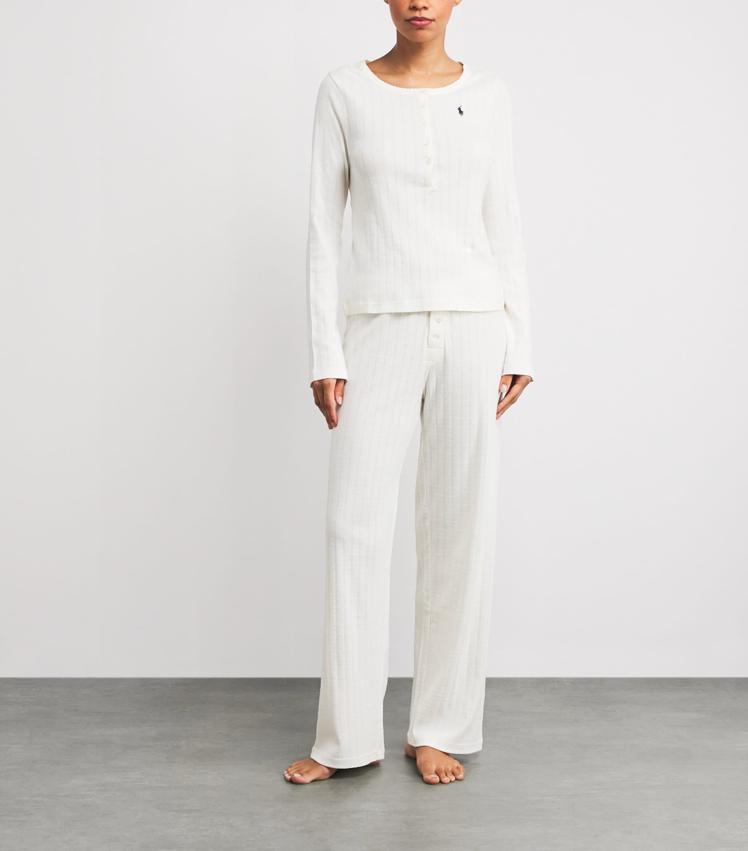 Cotton Henley Pyjama Set EGRET Image 2