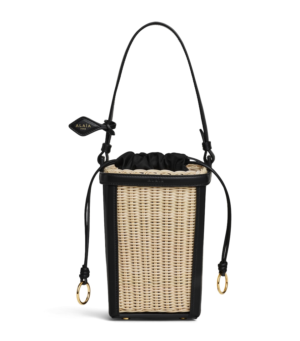 Alaïa Small Wicker Bucket Bag Black