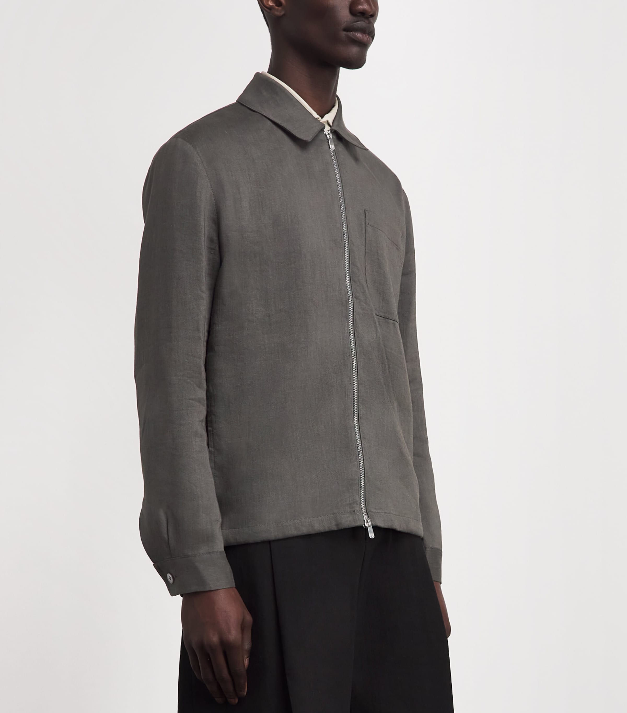 Marco Pescarolo Mens Wool-Linen Jacket Olive Image 4
