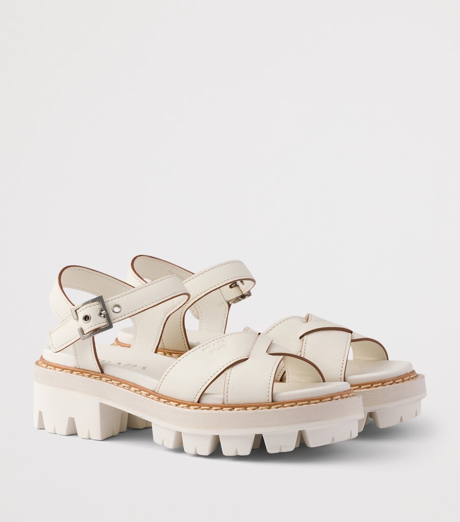 Prada Lambskin Platform Sandals 55 Neutral Image 3