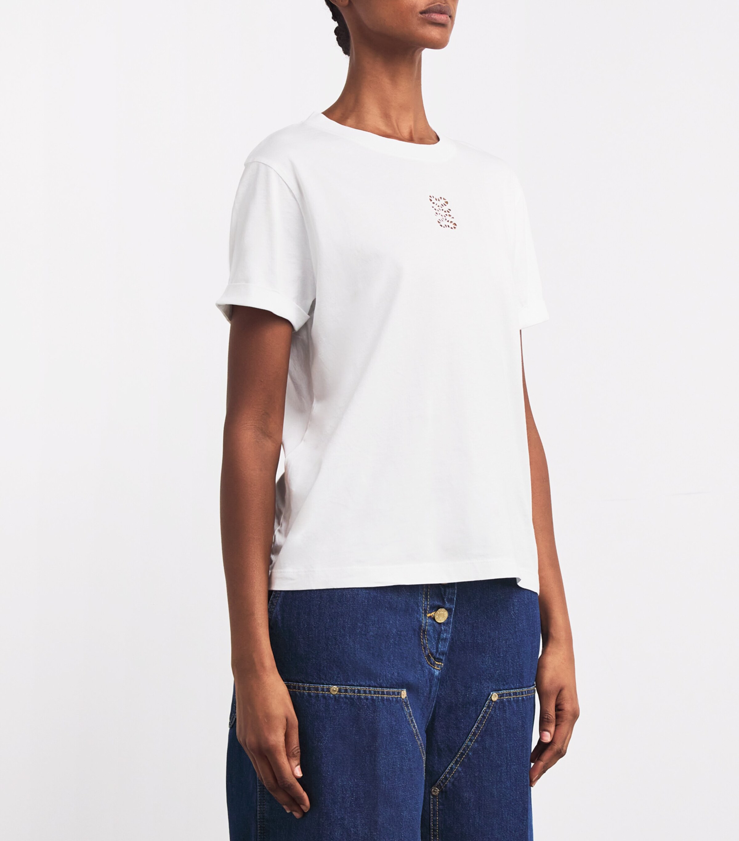 Cotton Monogram T-Shirt WHITE Image 3