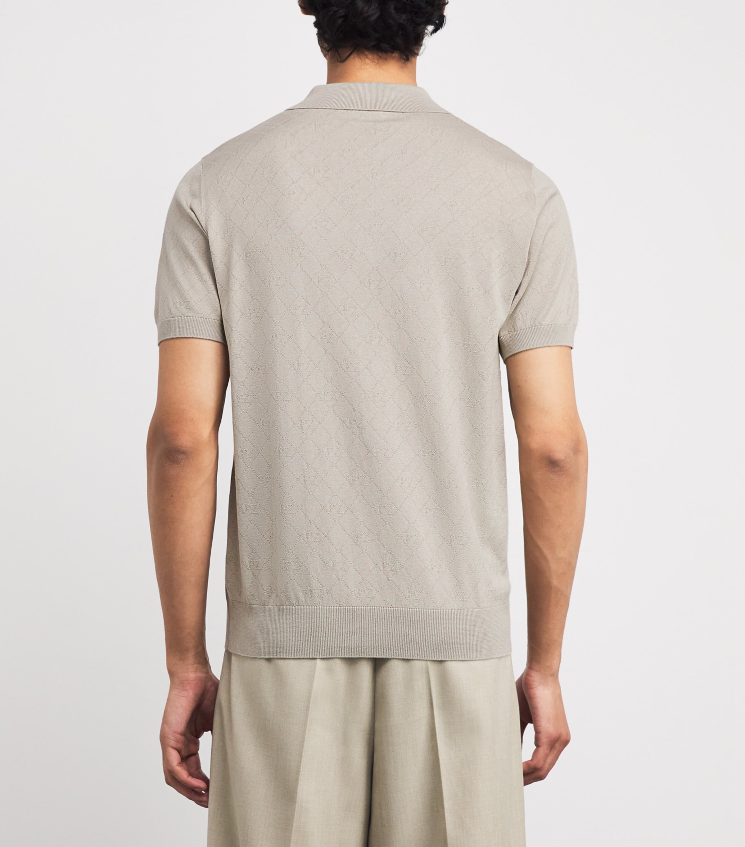 Silk-Cotton Zip Polo Shirt 37 LIGHT BROWN Image 4