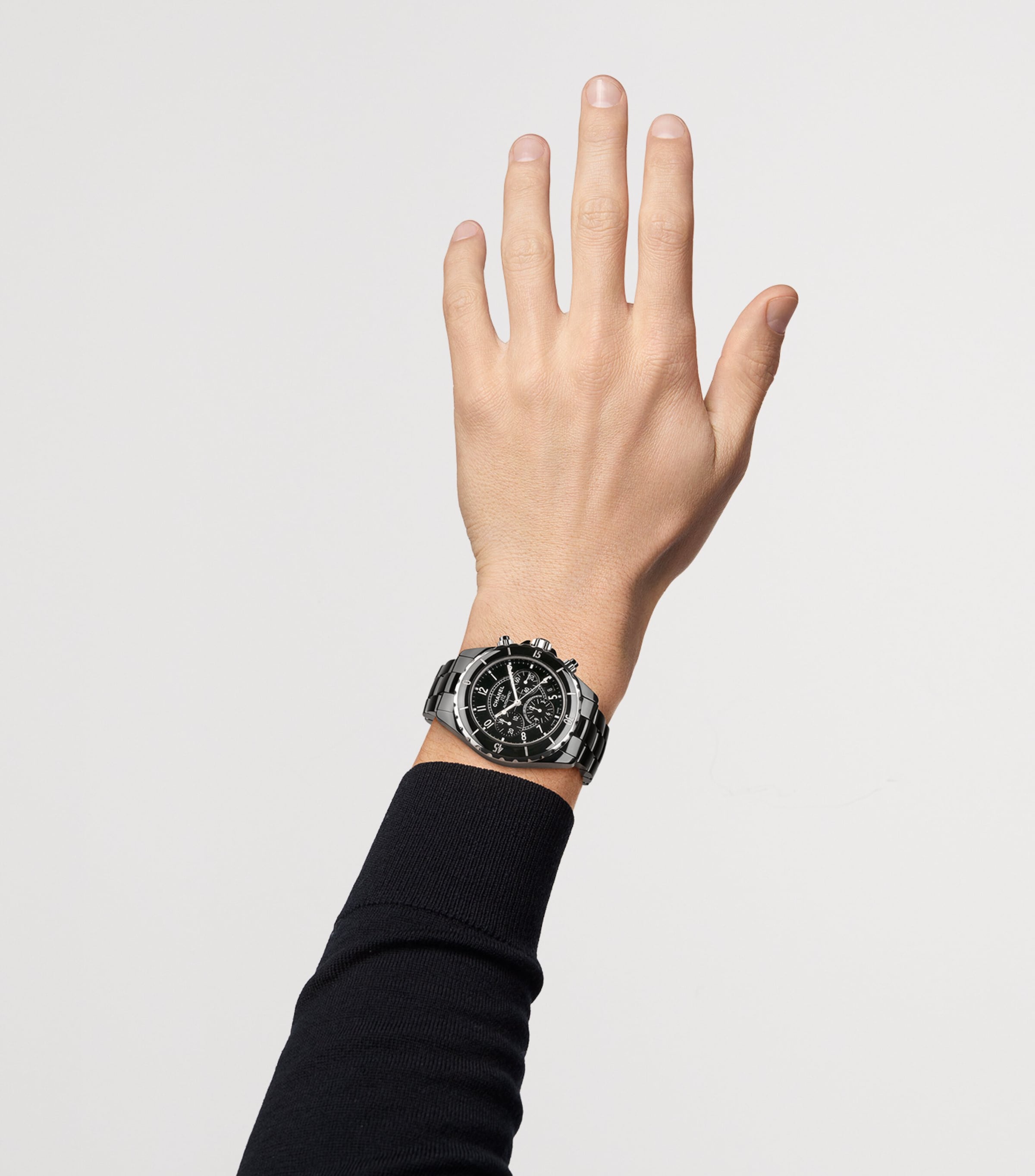 Ceramic and Steel J12 Chronograph Watch 41mm BLACK Image 2