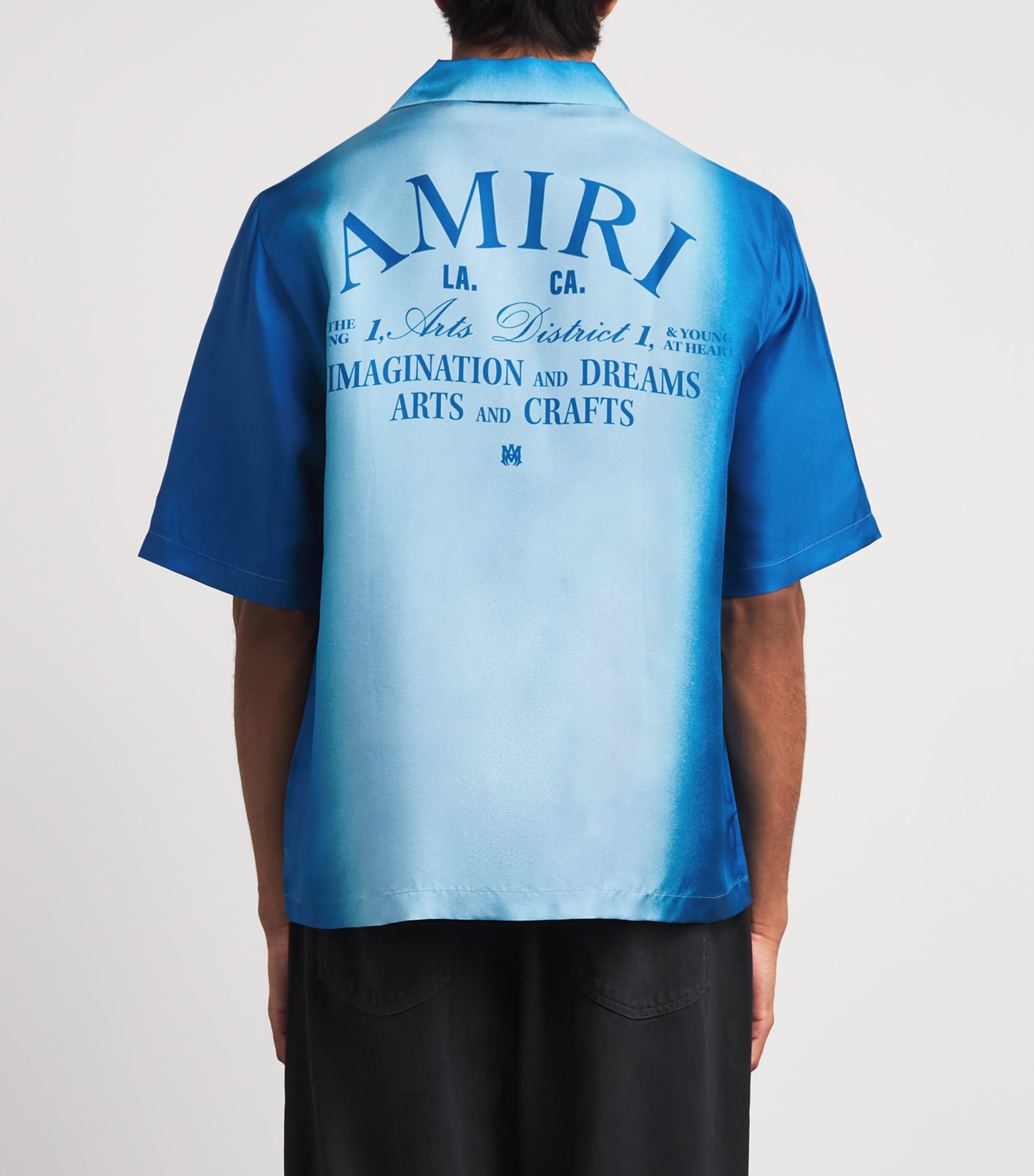 AMIRI Mens Silk Arts District Short-Sleeve Shirt Sapphire Image 5