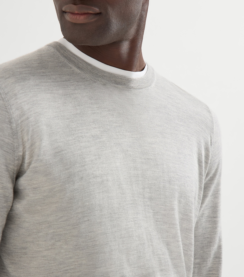 Brunello Cucinelli Mens Cashmere-Silk Crew-Neck Sweater Image 6