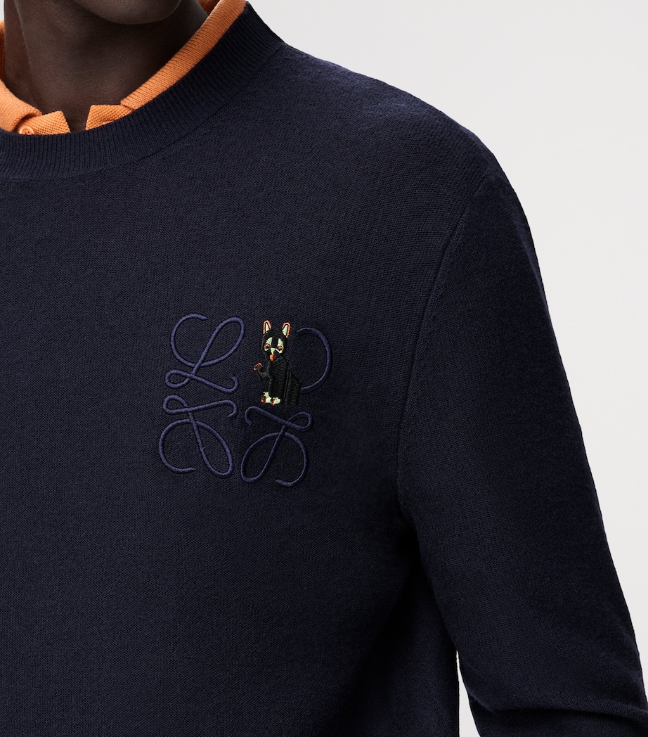 x Louis Wain Wool-Blend Anagram Cat Sweater DARK NAVY BLUE Image 5