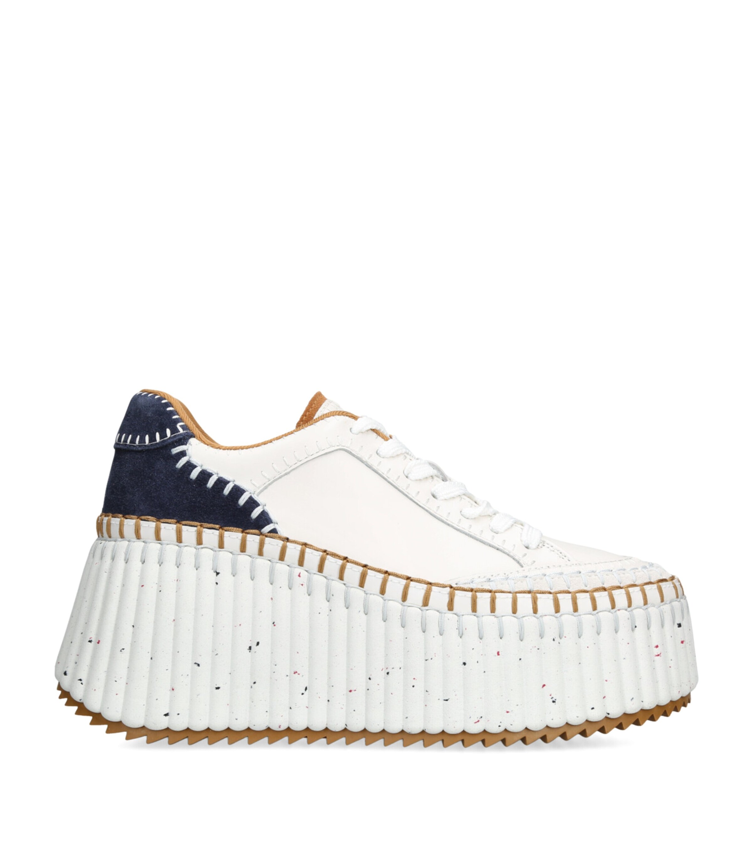 Chloé Leather Nama Runner Platform Sneakers White/navy Image 1