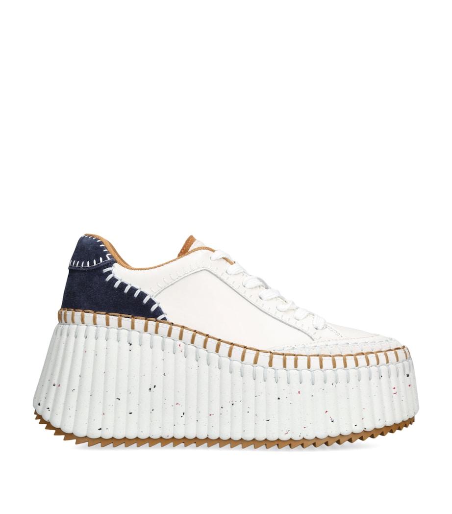 Chloé Leather Nama Runner Platform Sneakers White/navy Image 1