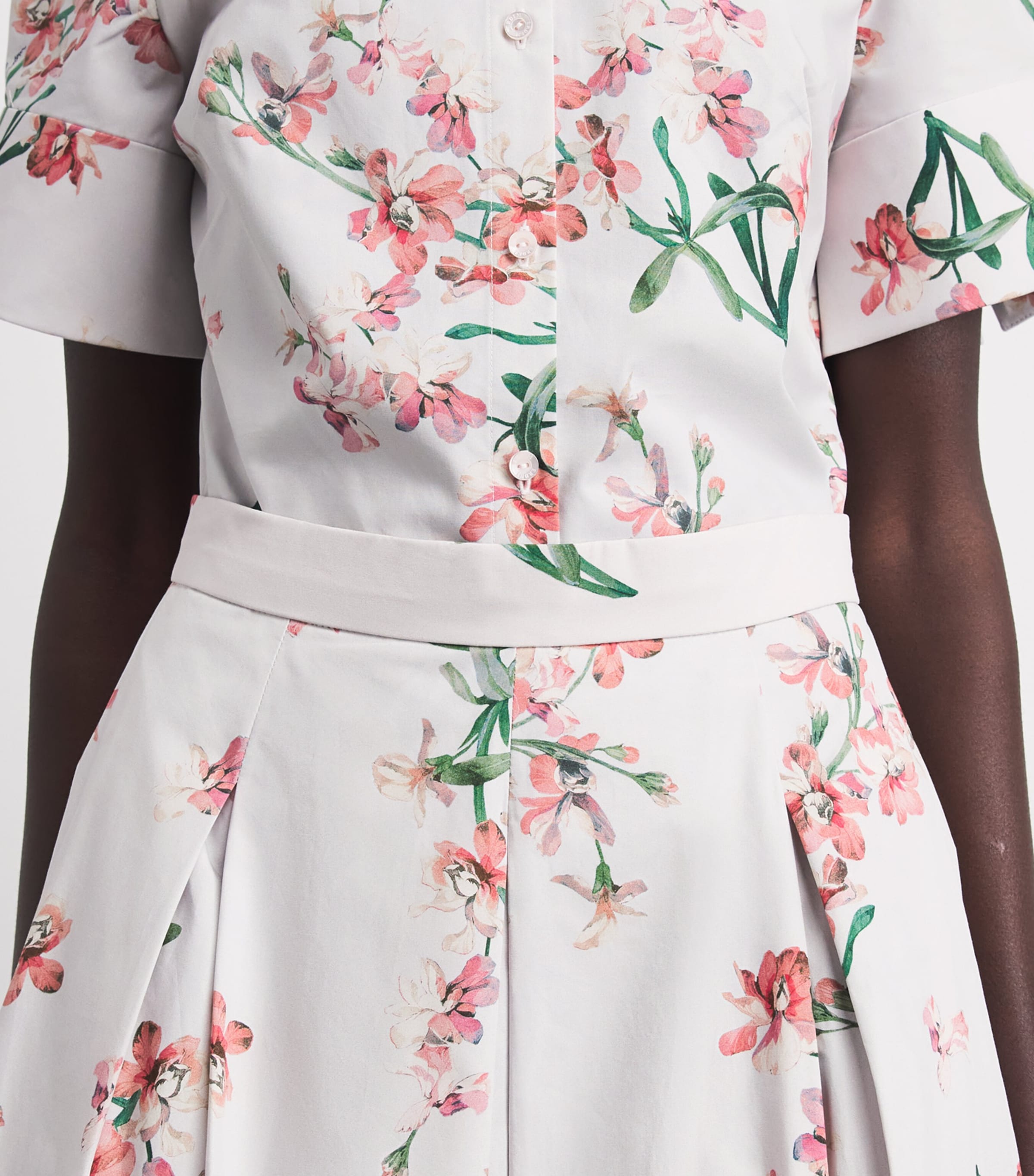 Erdem Womens Cotton Floral Pleated Midi Skirt Paintd Orchd Ptl Pnk Image 3
