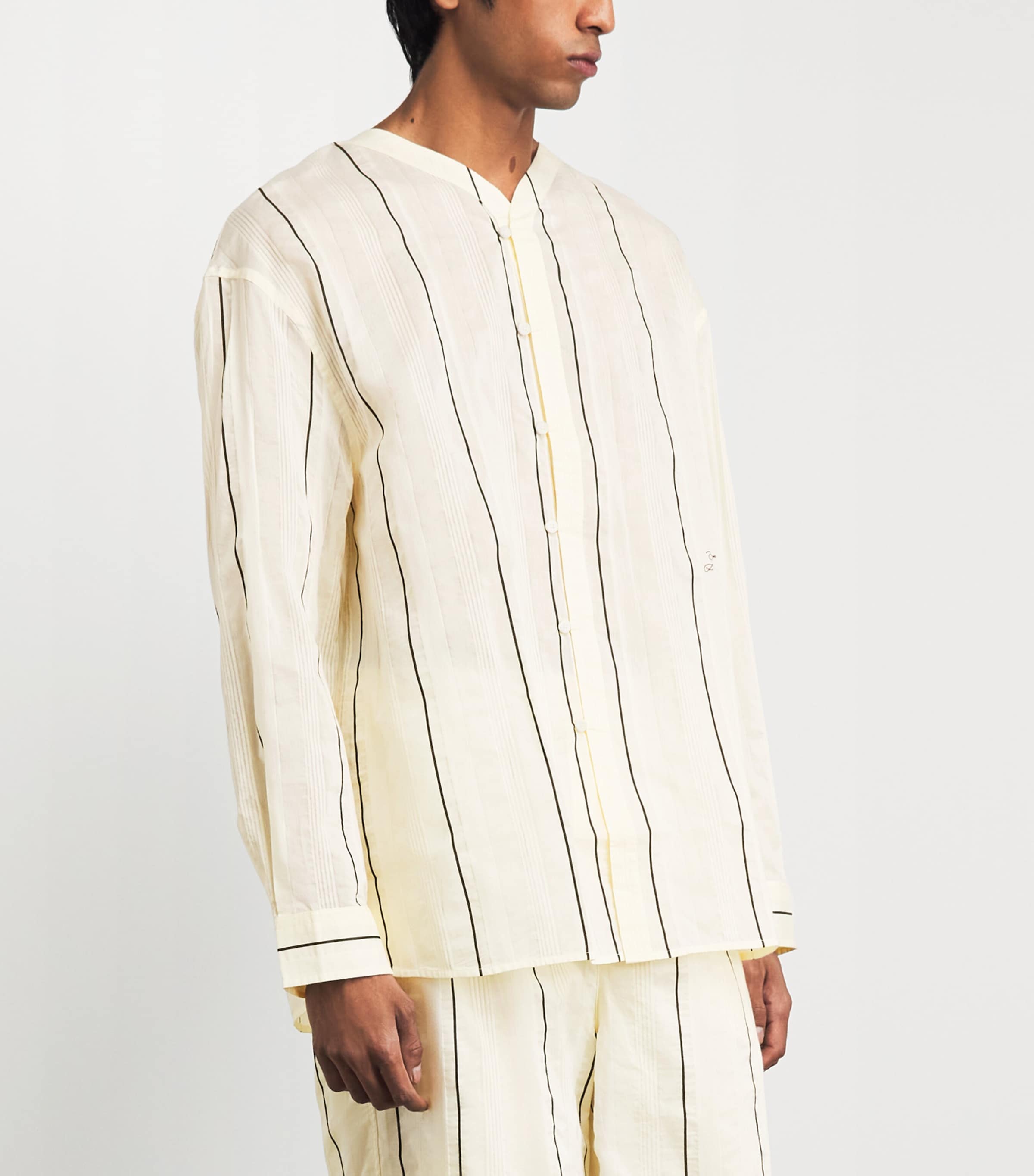 Jacquemus Mens Cotton-Silk Venice Shirt Stripe Wht/blk Image 4