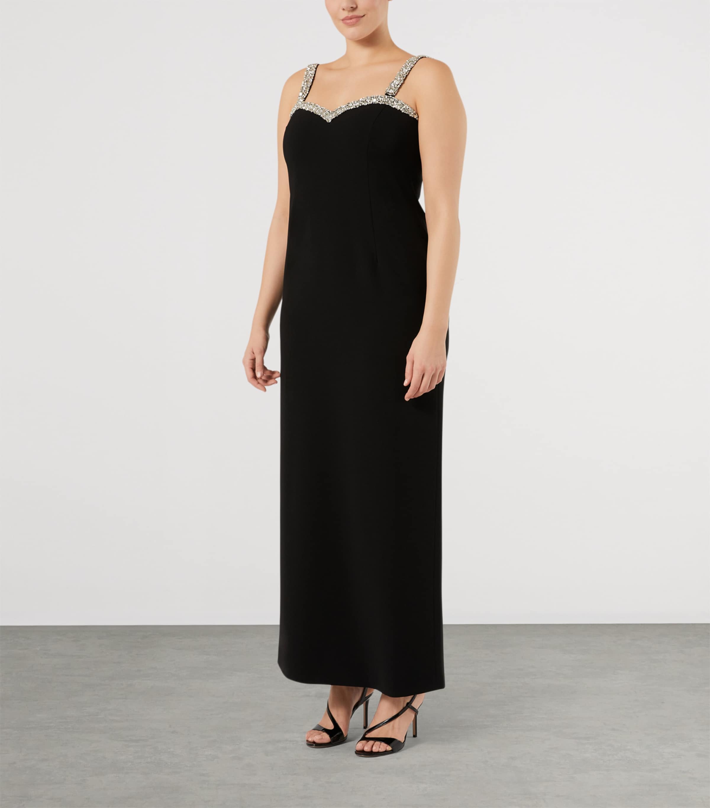 Marina Rinaldi Womens Crystal-Embellished Maxi Dress Black Image 3