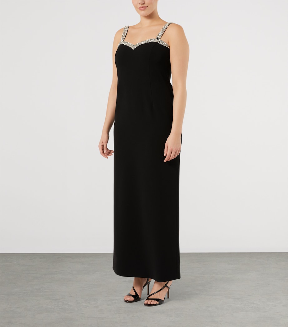 Marina Rinaldi Womens Crystal-Embellished Maxi Dress Black Image 3