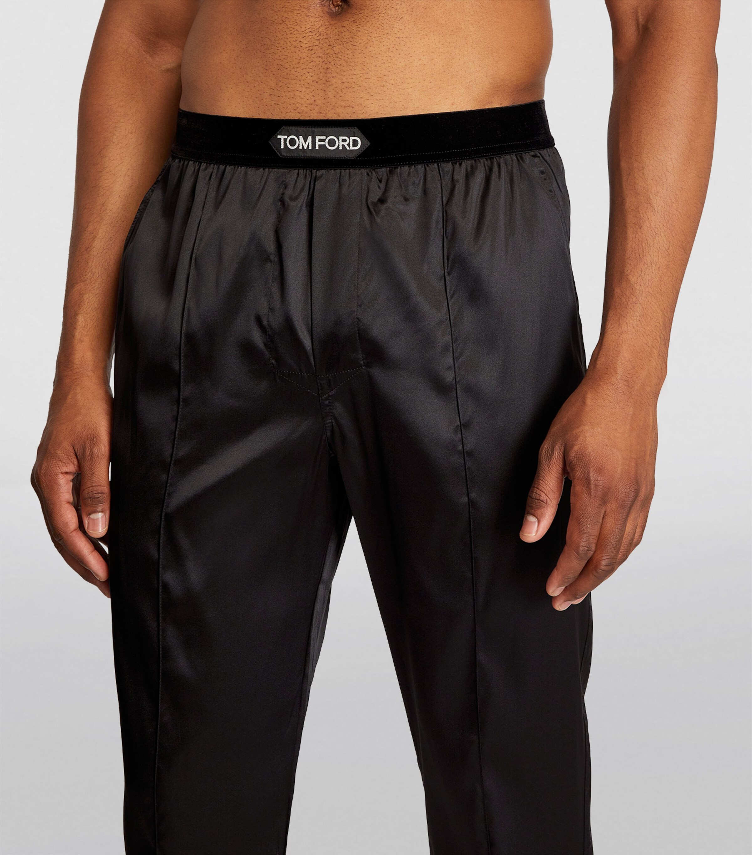 Stretch-Silk Pyjama Bottoms 002 BLACK Image 7