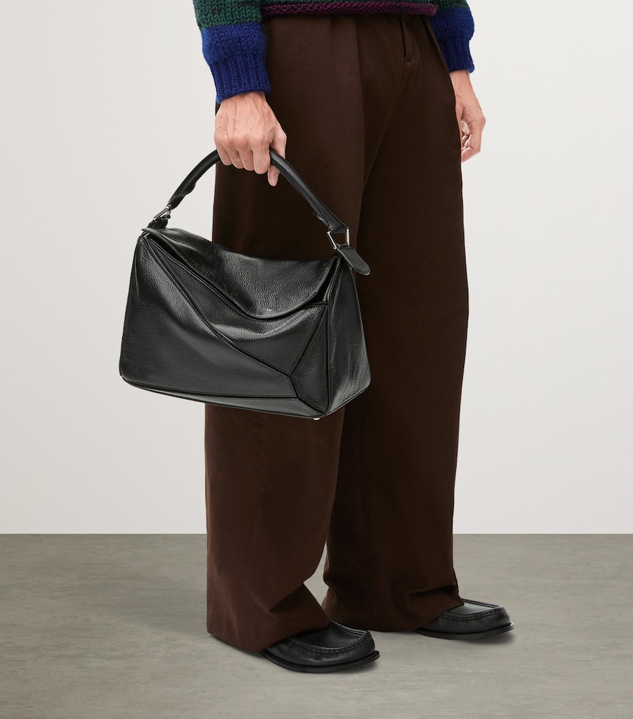 LOEWE Large Leather Puzzle Top-Handle Bag Black Image 6