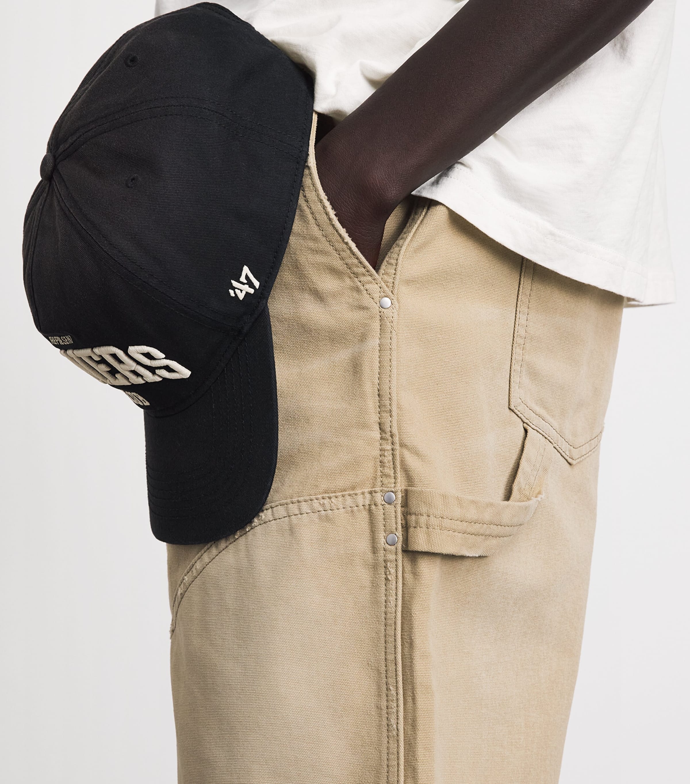 Represent Mens Carpenter Chino Shorts Beige Image 3