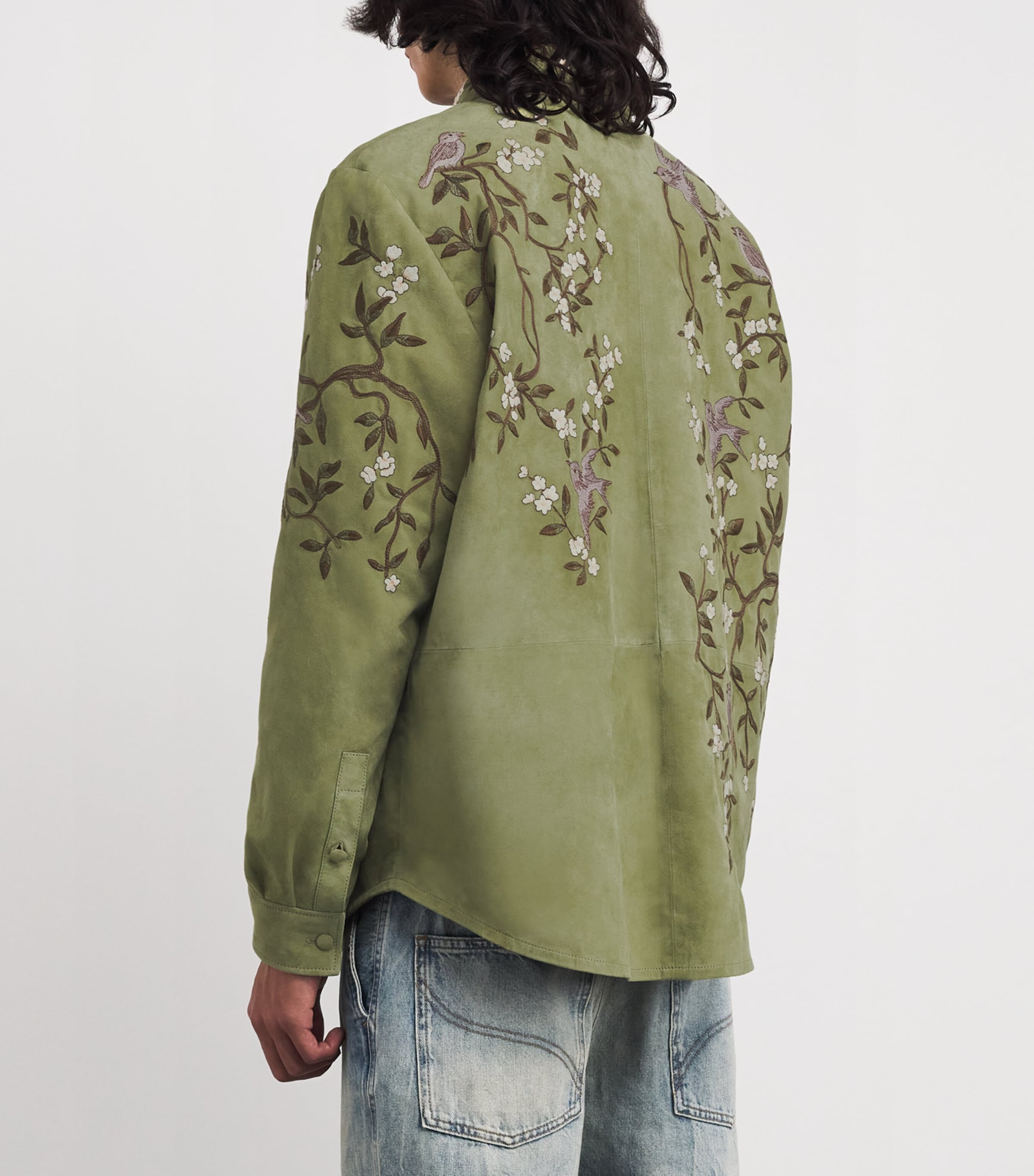 Suede Embroidered Shirt GREEN TEA Image 4