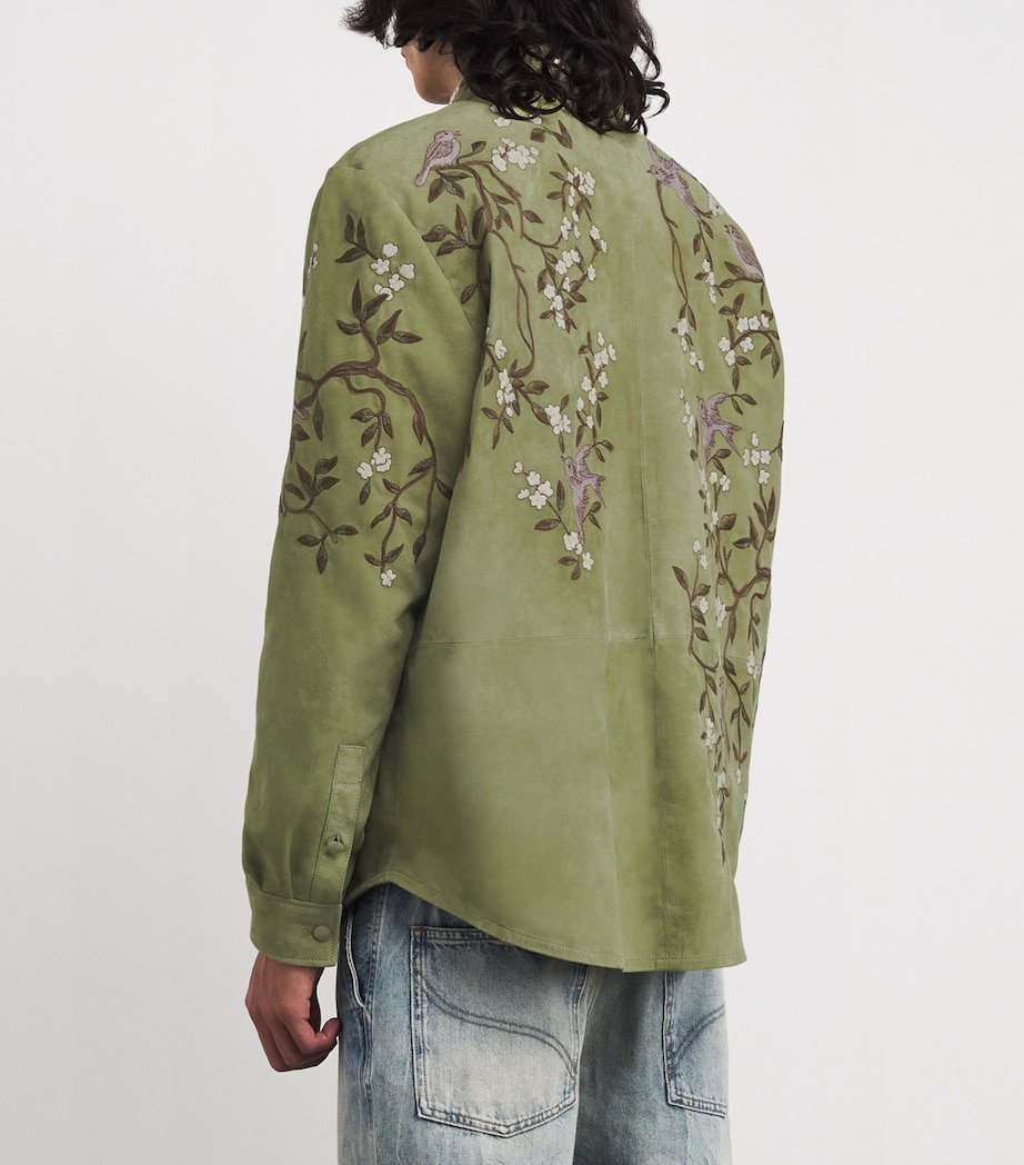 Suede Embroidered Shirt GREEN TEA Image 4
