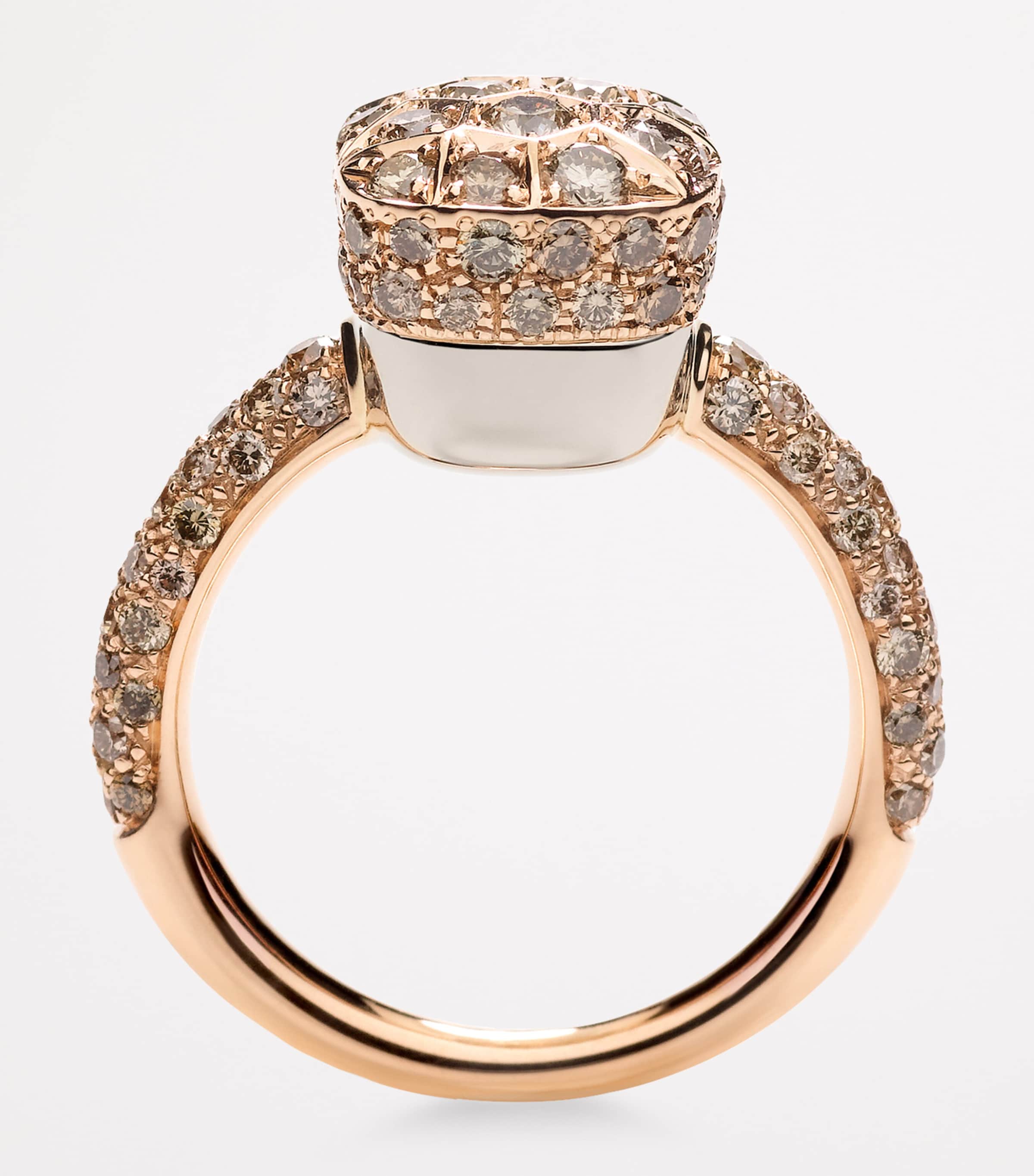 Mixed Gold and Brown Diamond Nudo Solitaire Ring DBR00 Image 3