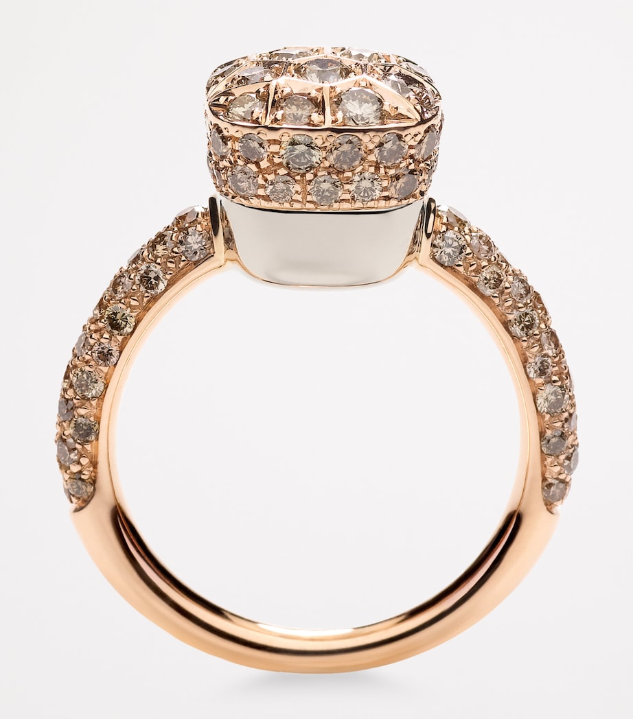 Mixed Gold and Brown Diamond Nudo Solitaire Ring DBR00 Image 3