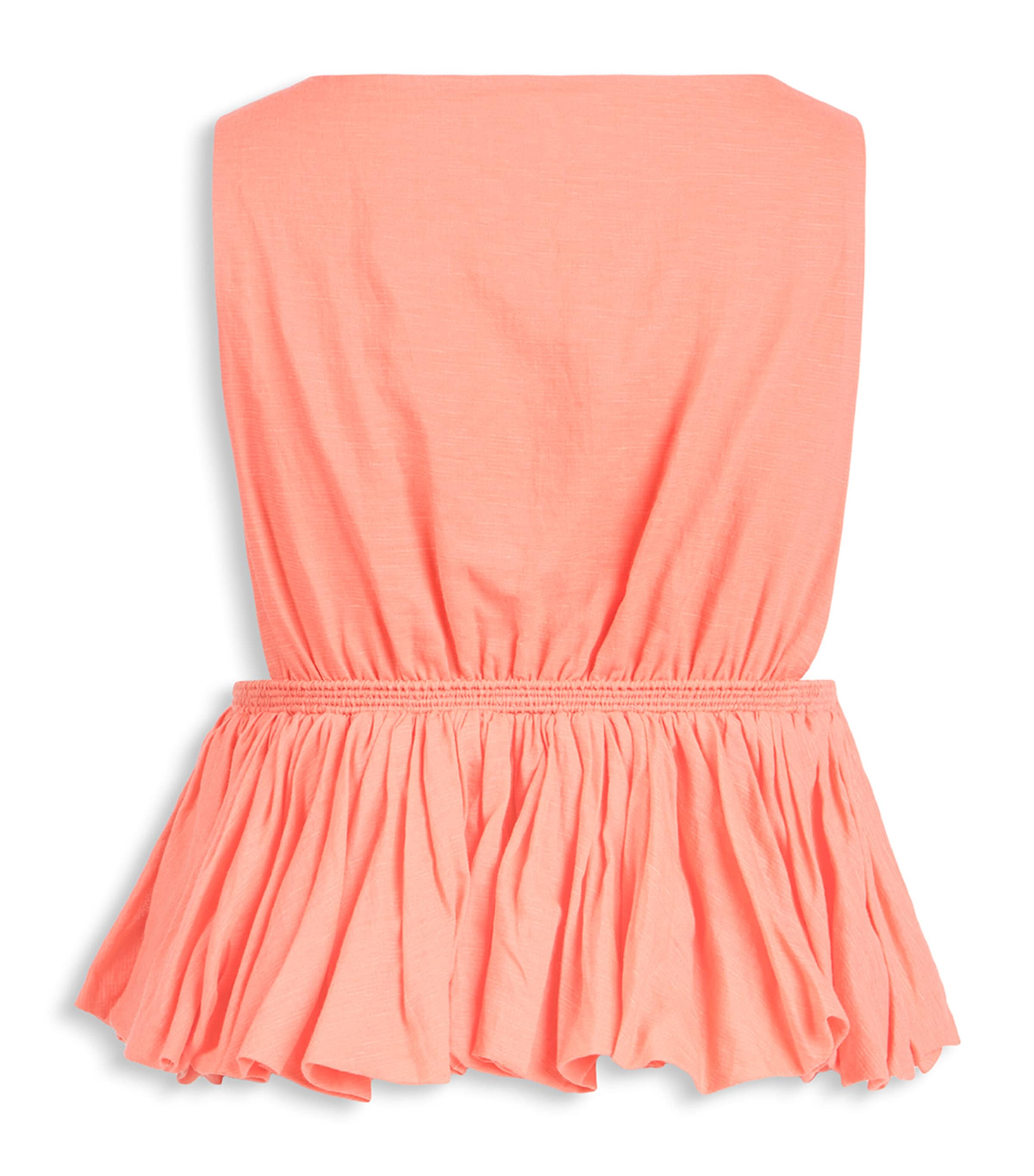 Alaïa Womens Cotton-Linen Peplum Top Coral Image 2