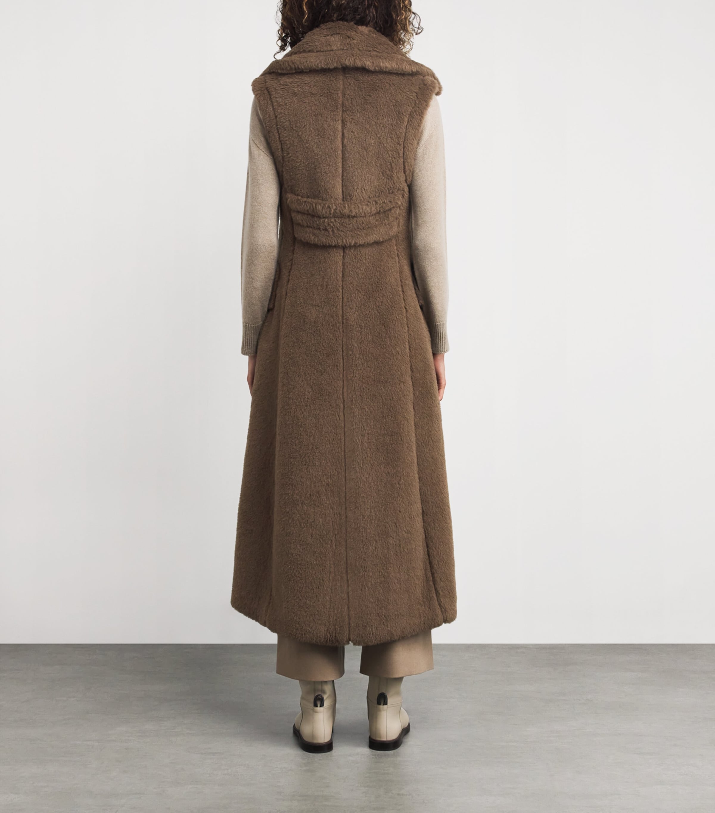 Alpaca-Wool-Silk Sleeveless Coat BROWN Image 4