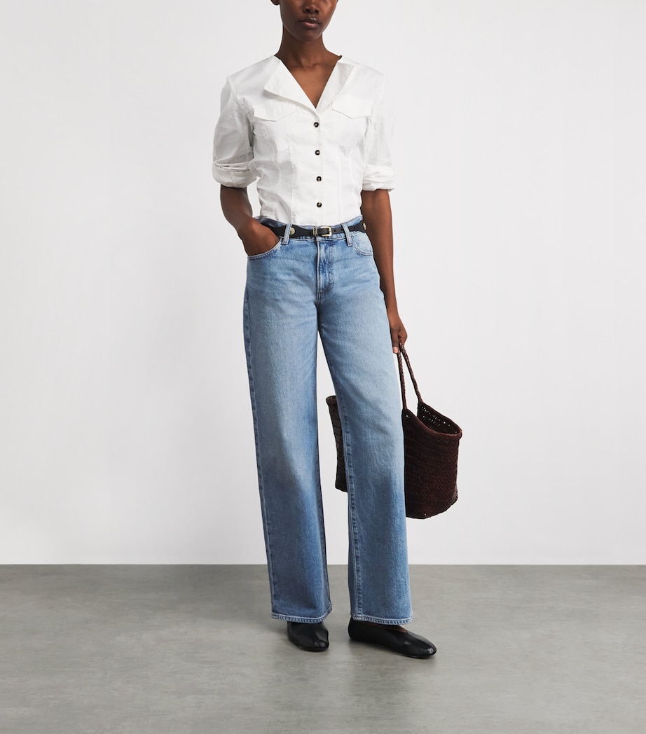 PAIGE Womens Dana Low-Rise Straight Jeans Sepulveda Image 2